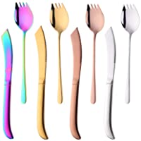 Do Buy Bistec Vajilla-8 Piezas-4 Cuchillo 4 Tenedor Diseño Especial-Apto- Restaurante- Exterior- Picnic- Cocina casera.